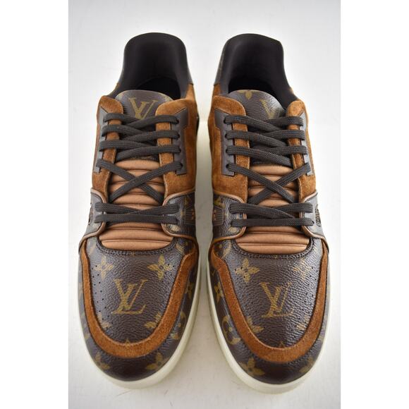 Louis Vuitton Brown Monogram LV Logo Suede Low Top Trainer Sneaker UK 9 US 10 11 - Picture 8 of 16